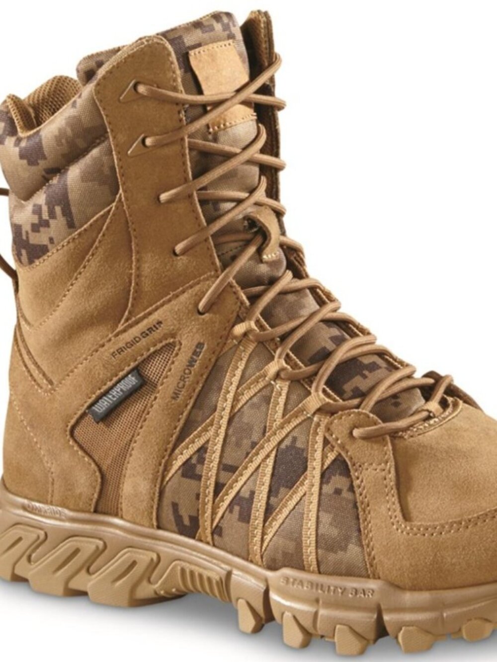 Reebok Men's Trailgrip 8" Side-zip Waterproof Tactical Boots, Coyote Camo, 11D